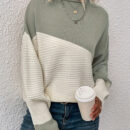 Stylish Color Block Crew Neck Sweater