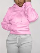 Solid Kangaroo Pocket Hoodie Without Pants