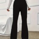 Elegant Ribbed Polyester Long Pants