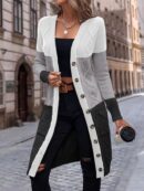 Womens Color Block Cardigan Sweater