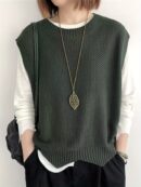 Solid Crew Neck Knitted Vest