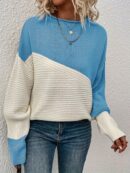 Stylish Color Block Crew Neck Sweater