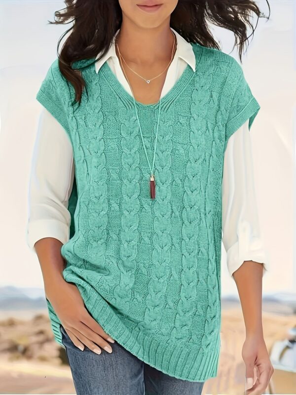 Women's All-Season Rib-Knit V-Neck Vest - Image 3