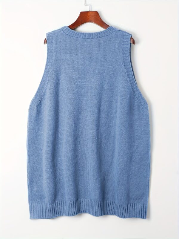 Plus Size Solid Knit Sweater Vest - Image 8