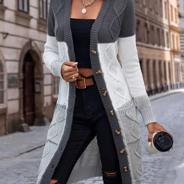 Womens Color Block Cardigan Sweater - Image 11