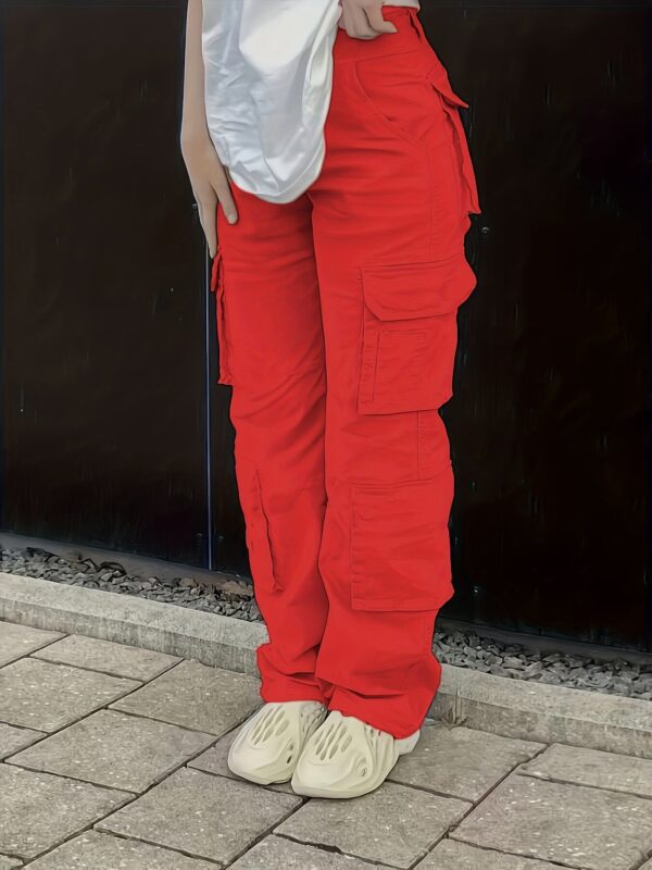 Vintage High Waist Denim Cargo Pants for Women | Breathable & Comfort-Fit with Pockets | Casual Chic, Machine-Washable Jeans