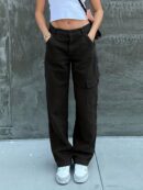 Wide Leg One Side Square Pocket Cargo Pants