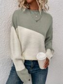 Stylish Color Block Crew Neck Sweater