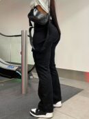 High-Waisted Stretchy Women's Retro Cargo Denim Pants