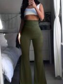 High Waist Y2K Solid Elastic Flare Leggings