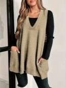 Plus Size Solid Knit Sweater Vest