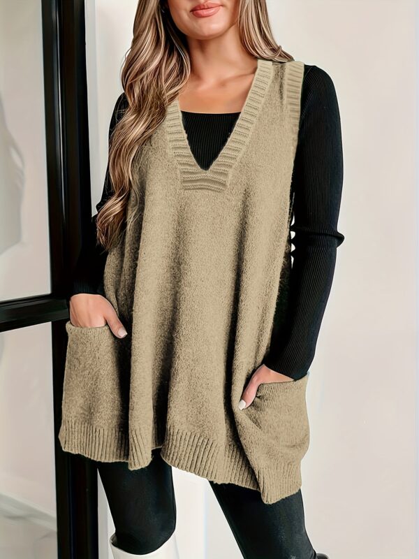 Plus Size Solid Knit Sweater Vest - Image 5