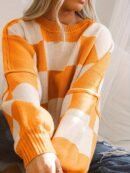 Cozy Plaid Crew Neck Sweater