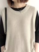 Solid Crew Neck Knitted Vest