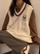 Vibrant Butterfly Pattern Cable Knit V Neck Vest