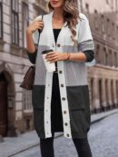 Womens Color Block Cardigan Sweater