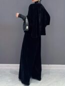 2 Pcs Velvet Solid Color Long Sleeve Open Front Top