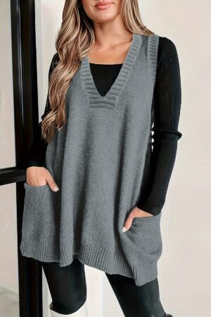 Plus Size Solid Knit Sweater Vest