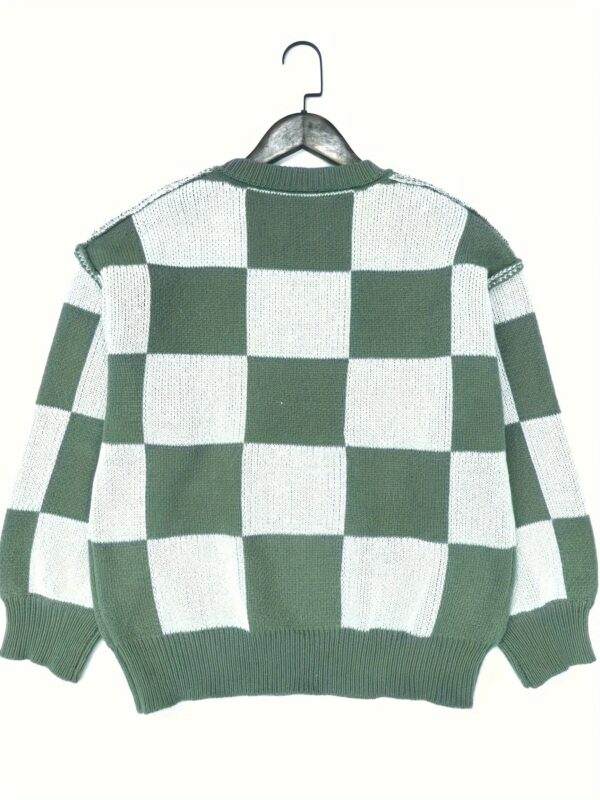 Cozy Plaid Crew Neck Sweater - Image 7