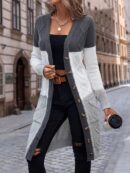 Womens Color Block Cardigan Sweater