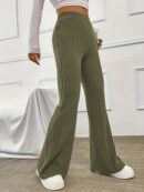 Elegant Ribbed Polyester Long Pants