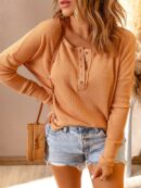 Elegant Waffle Knit Crew Neck Pullover Sweater