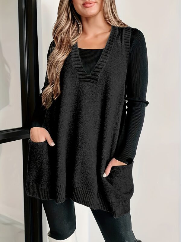 Plus Size Solid Knit Sweater Vest - Image 3