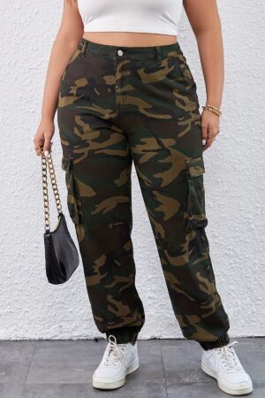 Plus Size Fashion Denim Cargo Pants