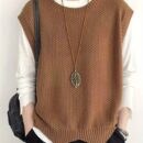 Solid Crew Neck Knitted Vest