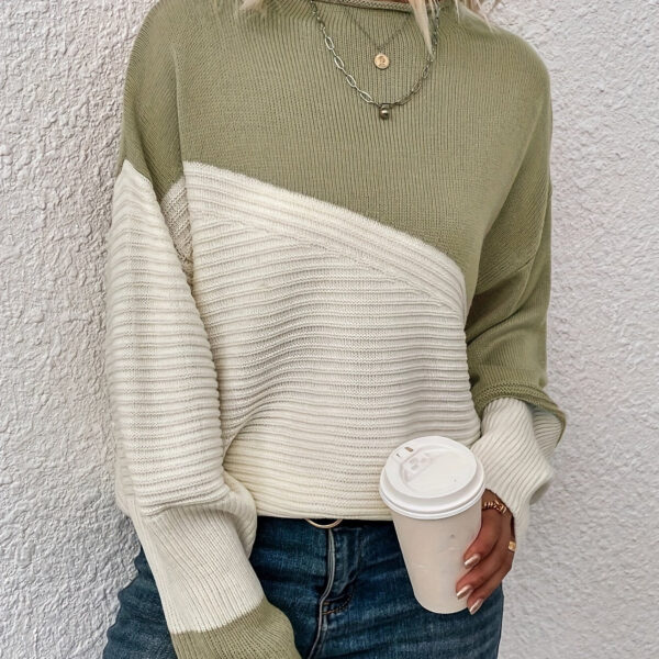 Stylish Color Block Crew Neck Sweater - Image 13