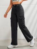 Women's Casual Wide Leg Denim Cargo Pants