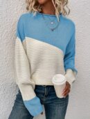 Stylish Color Block Crew Neck Sweater