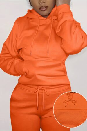 Solid Kangaroo Pocket Hoodie Without Pants