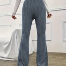 Elegant Ribbed Polyester Long Pants