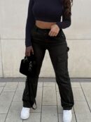 High-Waisted Stretchy Women's Retro Cargo Denim Pants