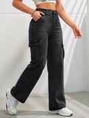 Women's Casual Wide Leg Denim Cargo Pants