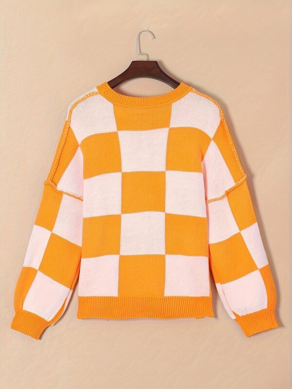 Cozy Plaid Crew Neck Sweater - Image 6