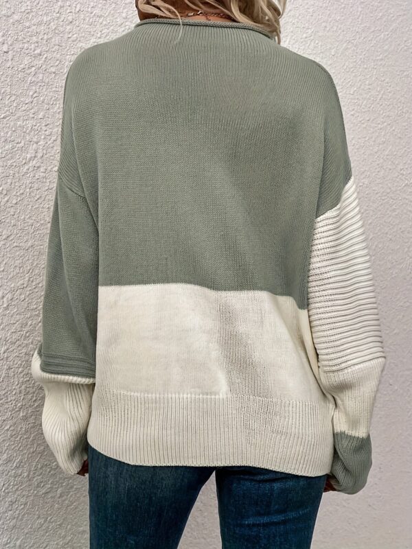 Stylish Color Block Crew Neck Sweater - Image 6