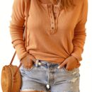 Elegant Waffle Knit Crew Neck Pullover Sweater