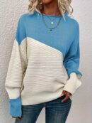 Stylish Color Block Crew Neck Sweater