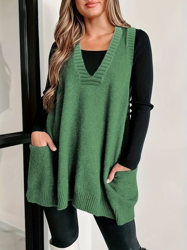 Plus Size Solid Knit Sweater Vest - Image 2