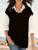 Women's All-Season Rib-Knit V-Neck Vest