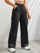 Women's Casual Wide Leg Denim Cargo Pants