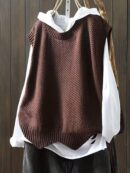 Solid Crew Neck Knitted Vest