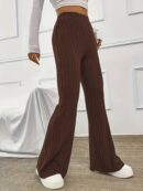 Elegant Ribbed Polyester Long Pants