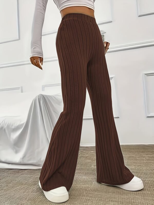 Elegant Ribbed Polyester Long Pants - Image 7