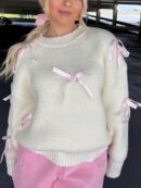 1pc Y2K Style Women'S Acrylic Knit Pullover Sweater