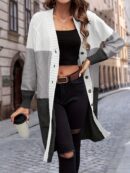 Womens Color Block Cardigan Sweater