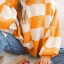 Cozy Plaid Crew Neck Sweater