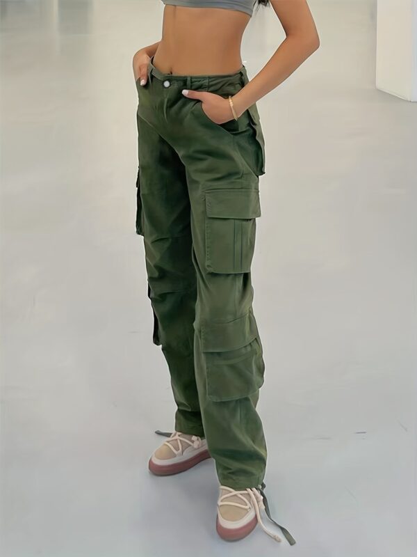 Girl's Wide Legs Baggy Cargo Pants with 2 Flap Pockets - Image 3